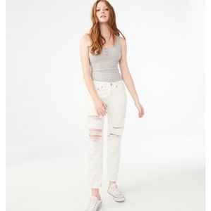 Cream white boyfriend jeans